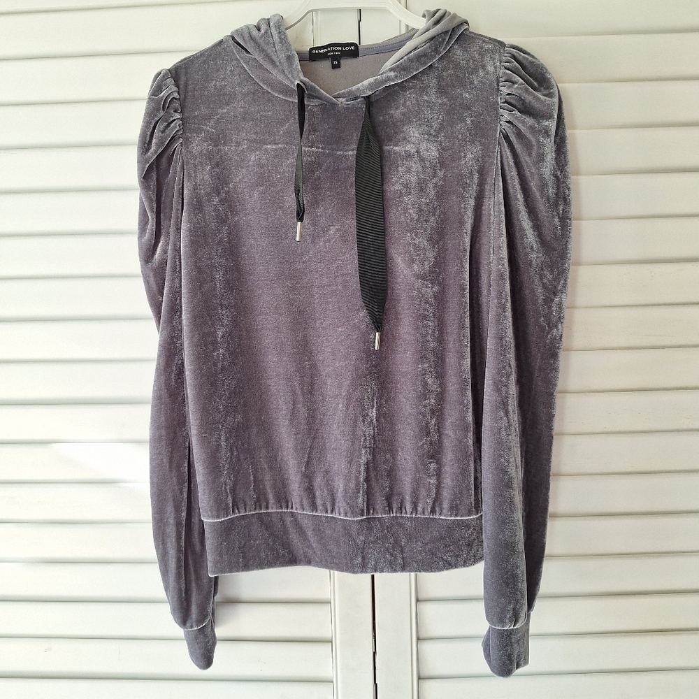 Generation Love Gray Velveteen Hoodie